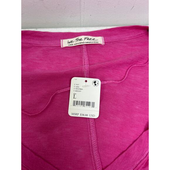 Free People We The Free On My Mind V-Neck Top in Azalea. Size L. NWT - Picture 8 of 9